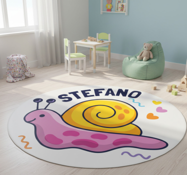 Tapis vinyle pour enfants escargot coloré avec nom - TenStickers