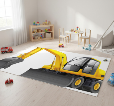 Tapis vinyle pour enfants excavatrice cartoon 3d jaune noir - TenStickers