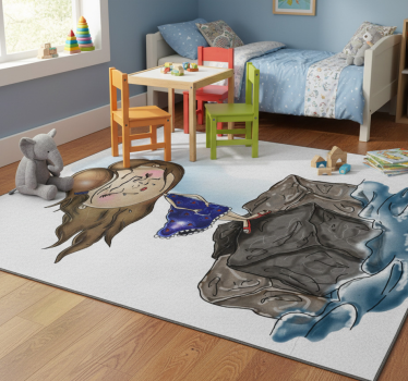 Tapis vinyle pour enfants fille dans la mer - TenStickers