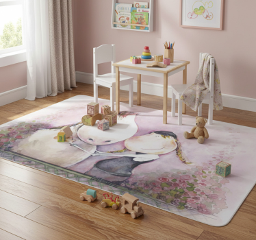 Tapis vinyle pour enfants fille et cheval - TenStickers