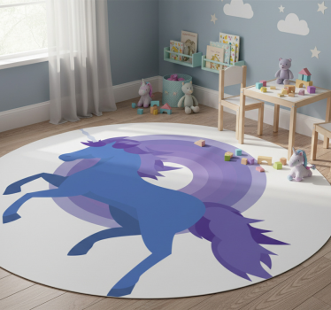 Tapis vinyle pour enfants forme licorne bleue et violette - TenStickers