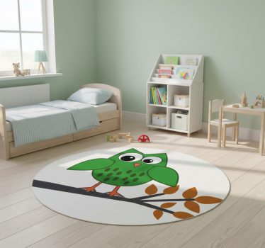 Tapis vinyle pour enfants hibou vert sur une branche - TenStickers