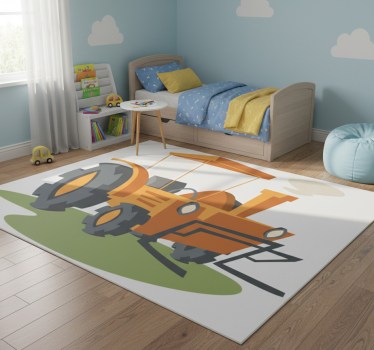 Tapis vinyle pour enfants tracteur orange - TenStickers