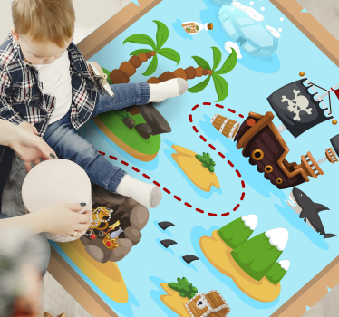 Tapis vinyle pour enfants images d'aventure de pirate - TenStickers