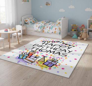 Tapis vinyle pour enfants joyeux anniversaire personnalisé - TenStickers