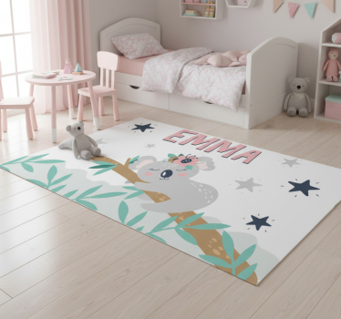 Tapis vinyle pour enfants koala mignon avec prénom - TenStickers