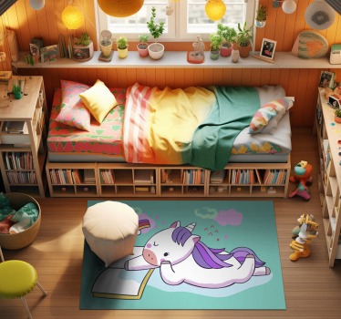 Tapis vinyle pour enfants lecture de licorne - TenStickers