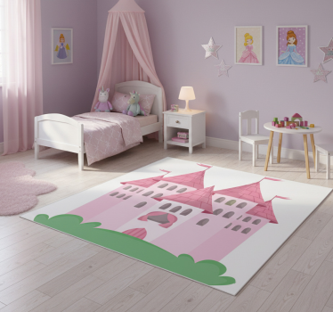 Tapis vinyle pour enfants château rose - TenStickers