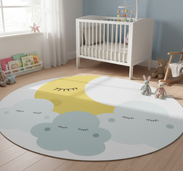 Tapis vinyle pour enfants lune et nuage heureux - TenStickers