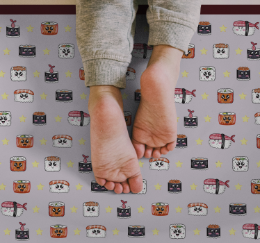 Tapis vinyle pour enfants modèle de dessin animé de sushi - TenStickers