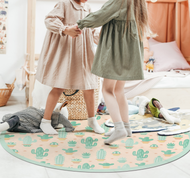 Tapis vinyle pour enfants motif circulaire de cactus - TenStickers
