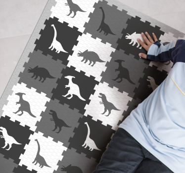 Tapis vinyle pour enfants motif dinosaure gris - TenStickers