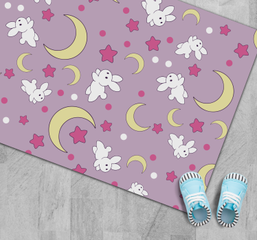 Tapis vinyle pour enfants motif de nuit de lapin - TenStickers