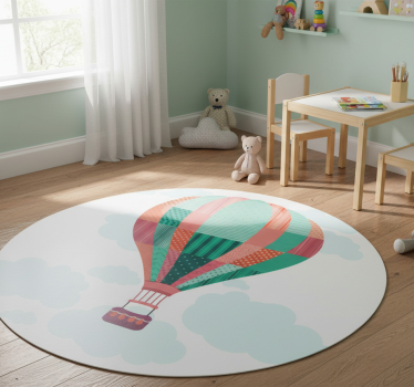 Tapis vinyle pour enfants patchwork montgolfière - TenStickers