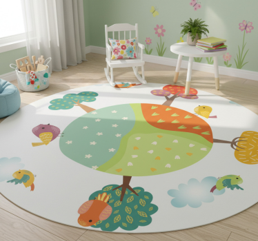 Tapis vinyle pour enfants printemps circulaire animaux - TenStickers