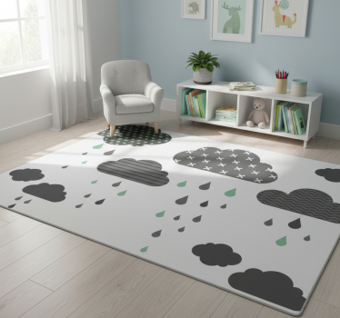 Tapis vinyle pour enfants nuages gris pluvieux - TenStickers