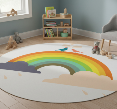 Tapis vinyle pour enfants oiseaux sur arc-en-ciel - TenStickers