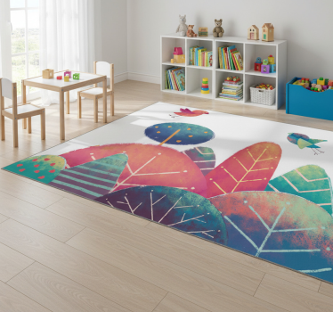Tapis vinyle pour enfants arbres bleus et roses - TenStickers