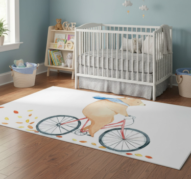 Tapis vinyle pour enfants ours à vélo - TenStickers