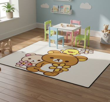 Tapis vinyle pour enfants ours en peluche avec oiseau - TenStickers
