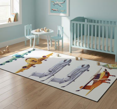 Tapis vinyle pour enfants pack d'avions en vol - TenStickers
