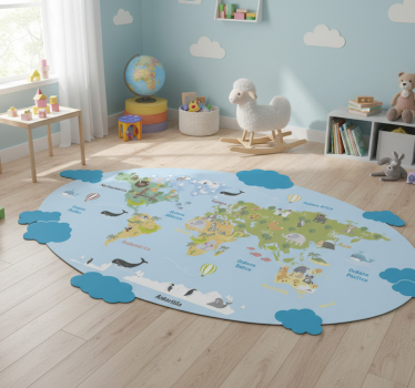 Tapis vinyle pour enfants planisphère enfantin - TenStickers
