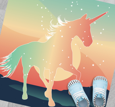 Tapis vinyle pour enfants silhouette de licorne magique - TenStickers
