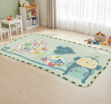 Tapis vinyle pour enfants singe encadré - TenStickers