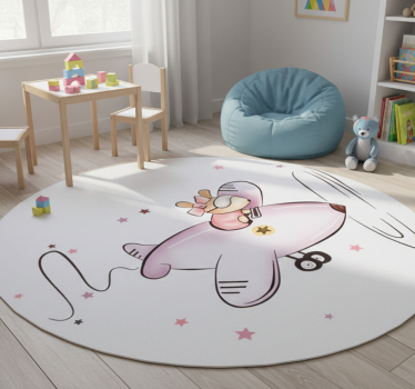 Tapis vinyle pour enfants petite souris dans un avion - TenStickers