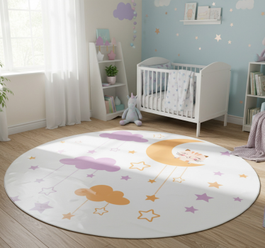 Tapis vinyle pour enfants sticker enfant lune chat - TenStickers
