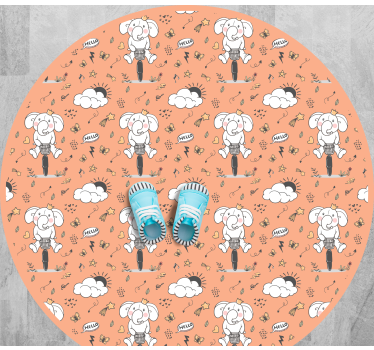 Tapis vinyle pour enfants thème joyeux de l'éléphant - TenStickers