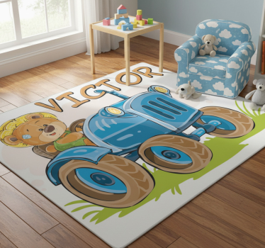 Tapis vinyle pour enfants tracteur personnalisable - TenStickers