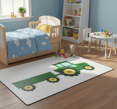 Tapis vinyle pour enfants tracteur vert et chariot - TenStickers