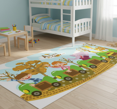 Tapis vinyle pour enfants train en automne - TenStickers