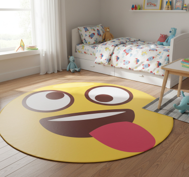 Tapis vinyle pour enfants visage emoji amusant - TenStickers