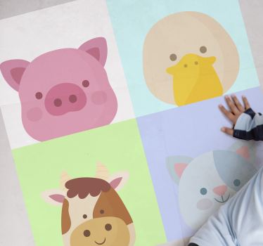 Tapis vinyle pour enfants visages d'animaux mignons - TenStickers