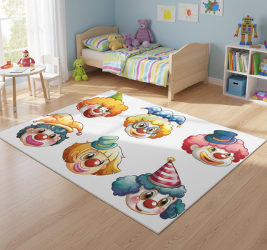 Tapis vinyle pour enfants visages de clowns colorés - TenStickers