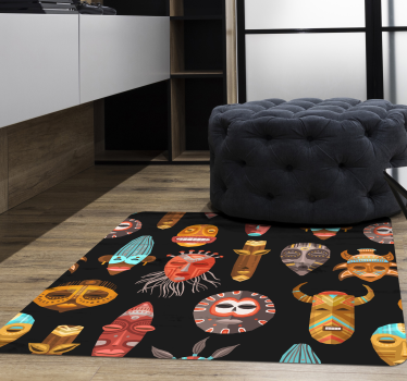 Tapis vinyle salon ensemble de motif de masque tribal - TenStickers