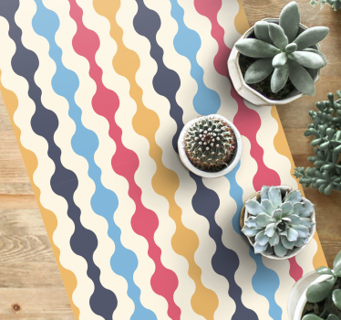 Tapis vinyle vintage lignes rétro colorées - TenStickers
