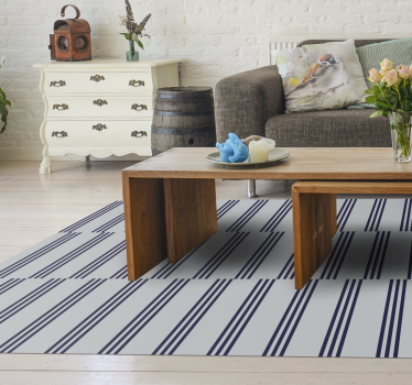 Tapis vinyle salon motif rayé bleu marine - TenStickers