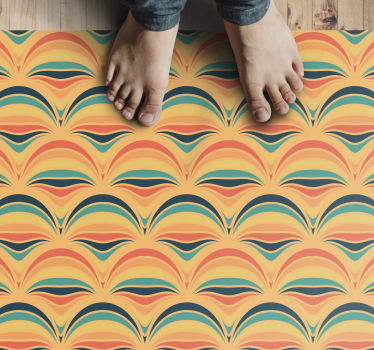 Tapis vinyle vintage motifs de vagues colorés - TenStickers
