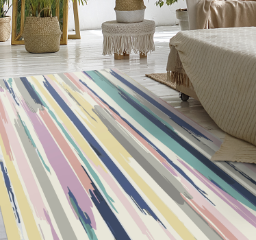Tapis vinyle salon niveaux rayés vibrants - TenStickers