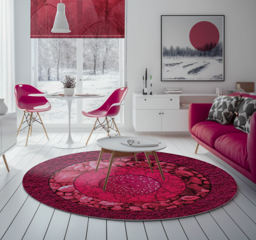Tapis vinyle rond pour salon effet textures magenta - TenStickers