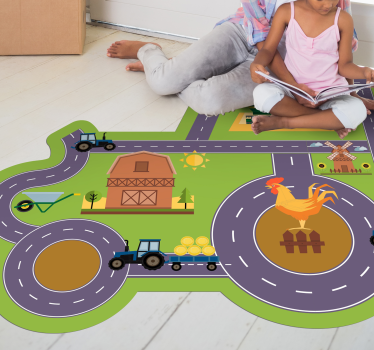 Tapis vinyle route circuit de jeu à la ferme - TenStickers