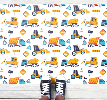Tapis vinyle route modèle de véhicules de construction - TenStickers