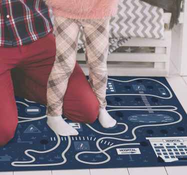 Tapis vinyle route carte bleue de la ville - TenStickers