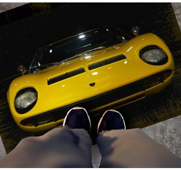 Tapis vinyle route voiture de sport jaune classique - TenStickers