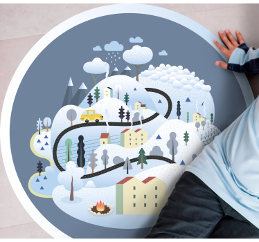 Tapis vinyle route voyage paysager fantaisiste - TenStickers