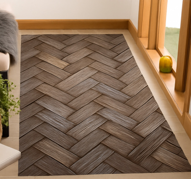 Tapis vinyle salon aspect bois tressé - TenStickers