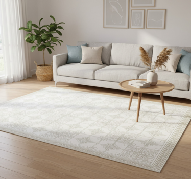 Tapis vinyle salon beige orné - TenStickers